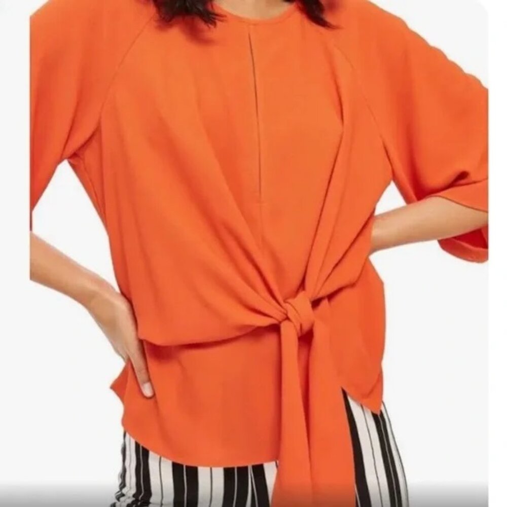 TopShop Tie Front Orange Blouse Size US 4 Brand New With Tags